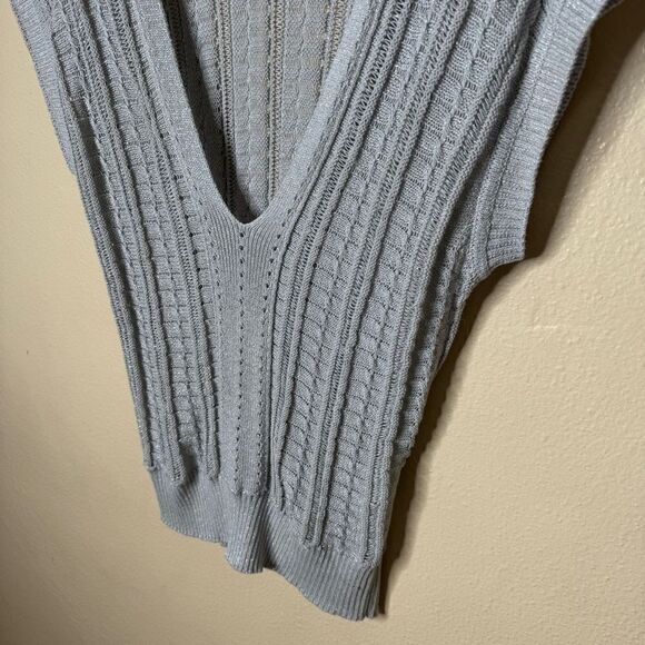 Armani Exchange Sweater Vest Women's Medium Gray V-neck Knitted Stretchy - Picture 5 of 10